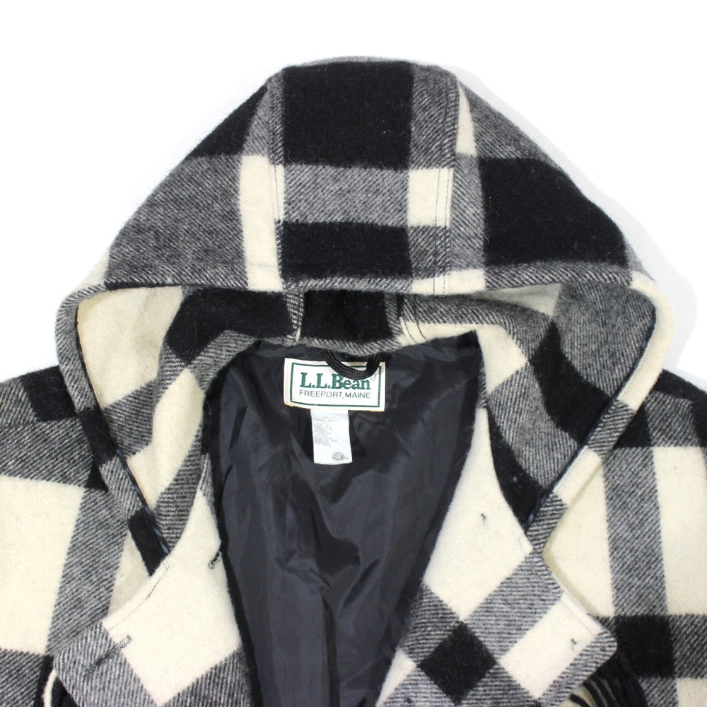 Vintage L.L. Bean Maine Buffalo Plaid Fringe Coat - Picture 7 of 8